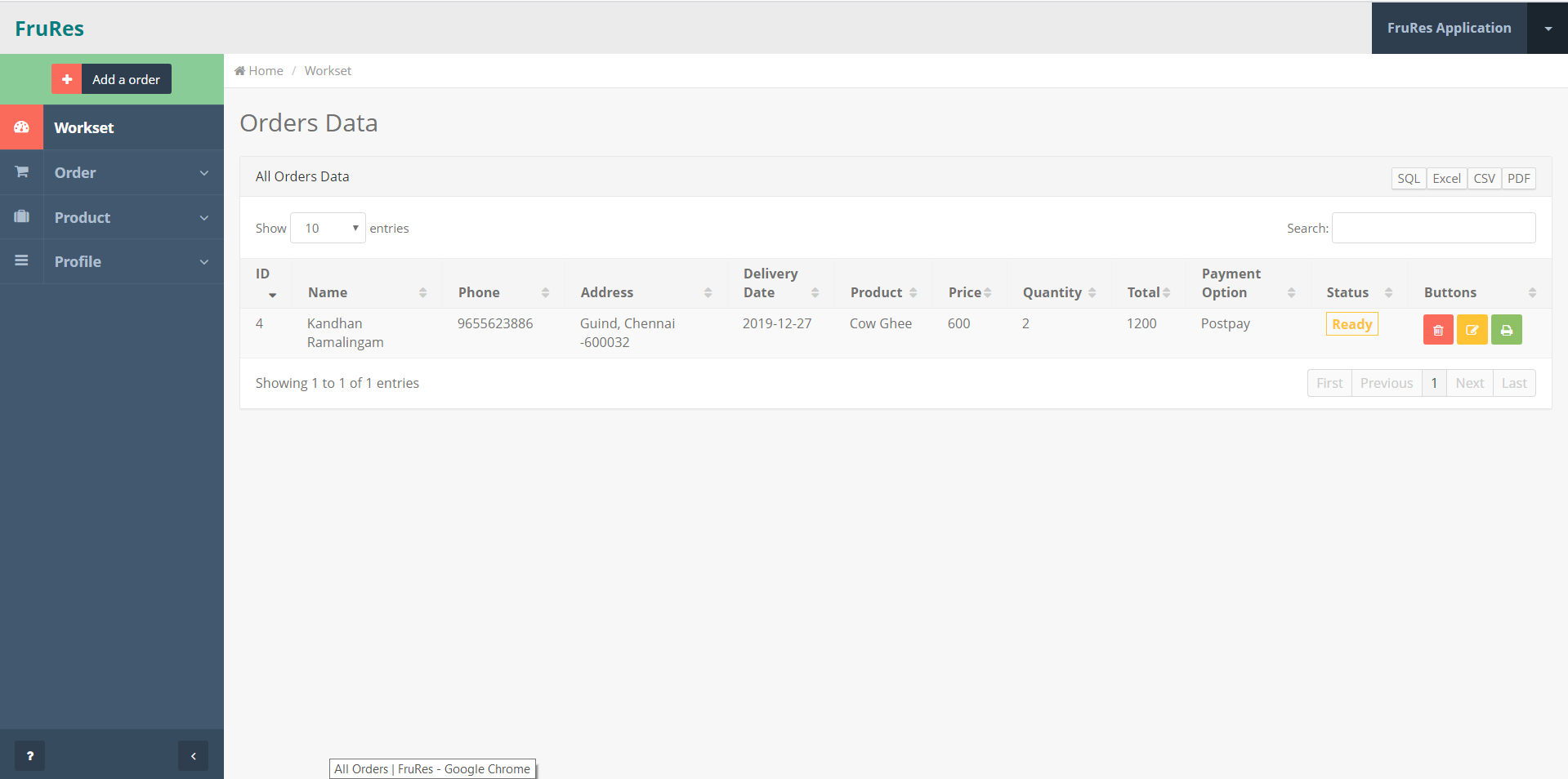 Fru Restaurant App project preview